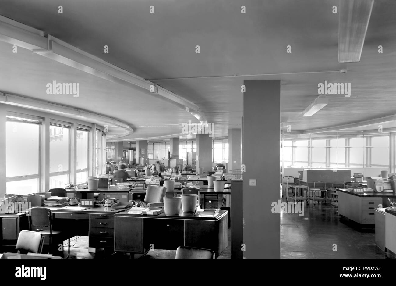 A typical UK 1960s open plan office Holbrook House, Cockfosters Stock