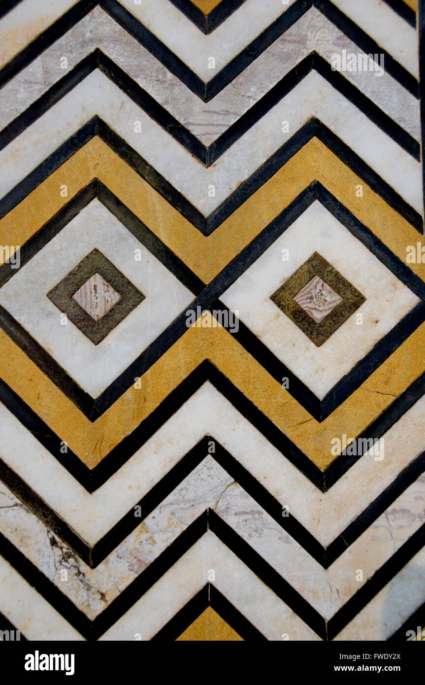 Detail of an inlay and carving from the interior of the Taj Mahal. Stock Photo
