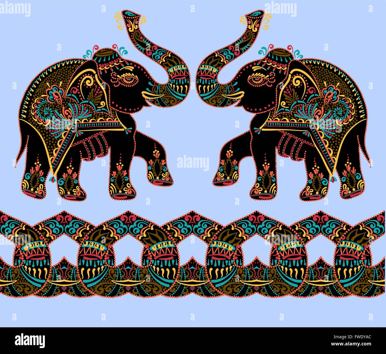 indian art patterns elephants