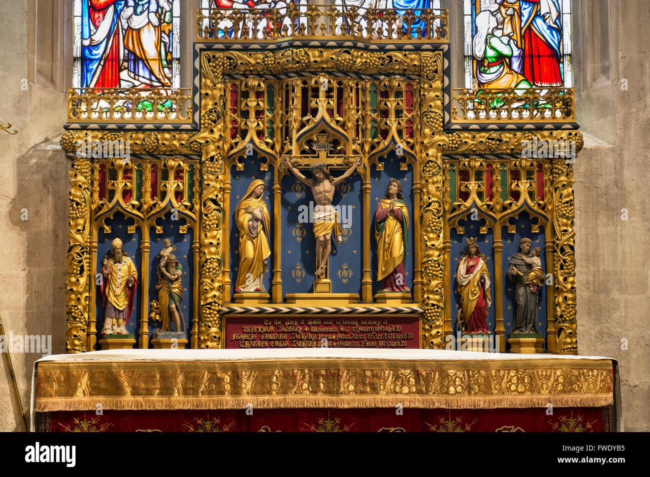 The reredos in St John the Baptist church, Cirencester, Gloucestershire, England Stock Photo