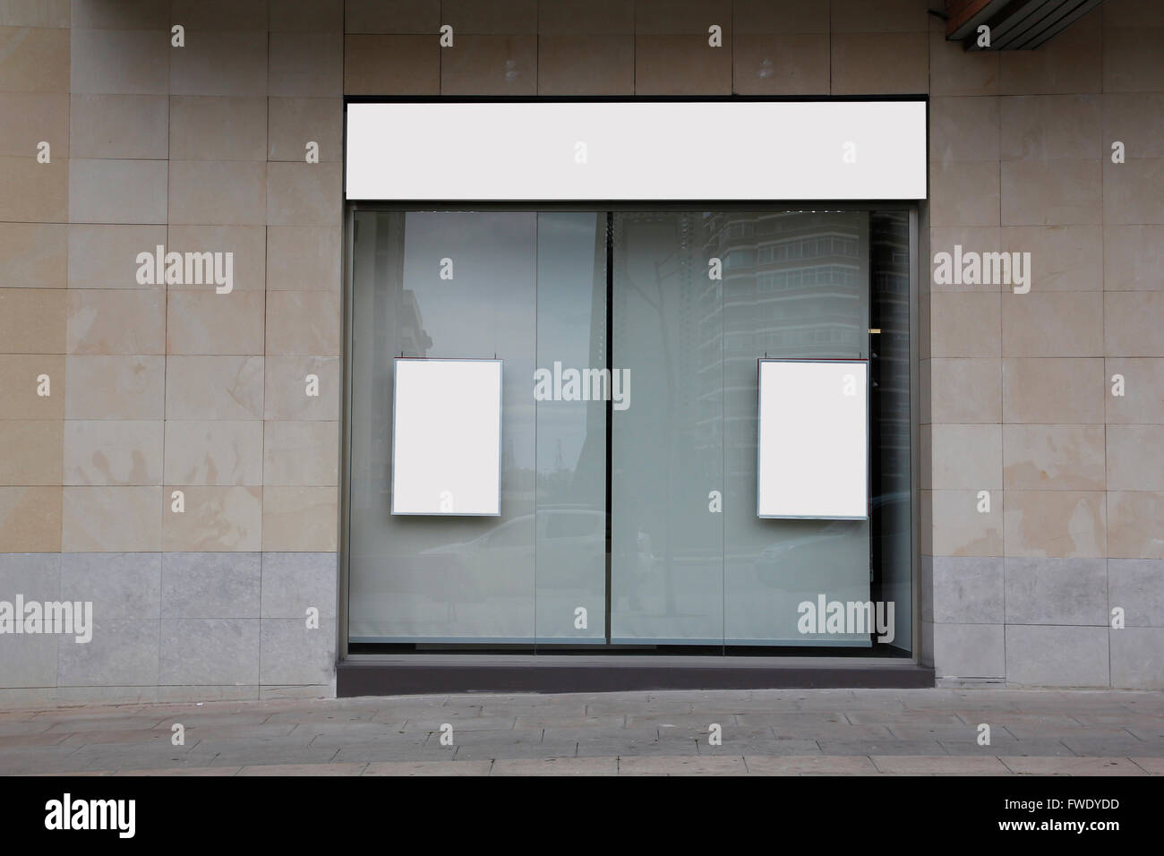 Blank showcase in a store, for free promo Stock Photo