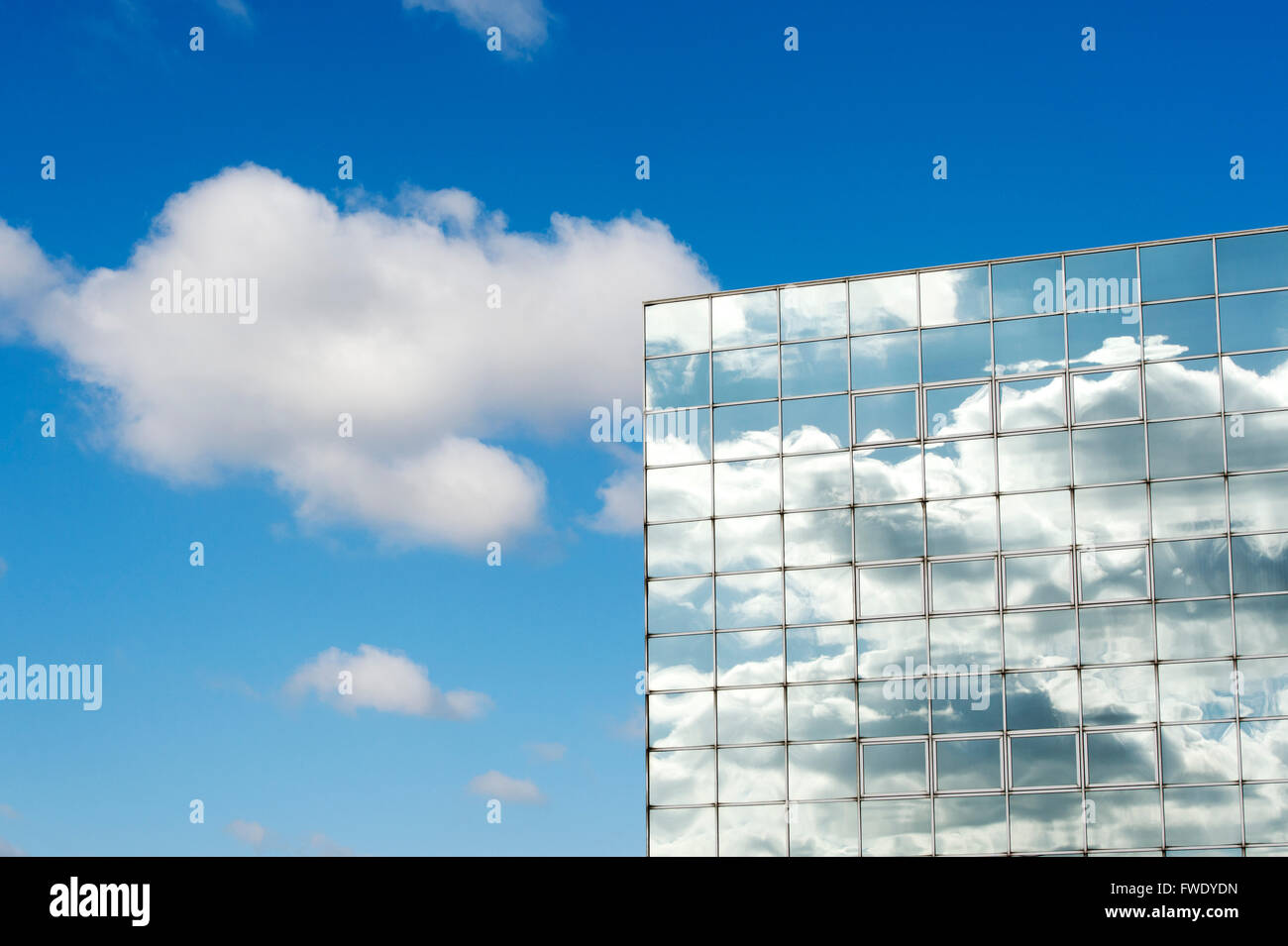 Milton Keynes office block glass windows abstract. Milton Keynes, Buckinghamshire, England Stock Photo