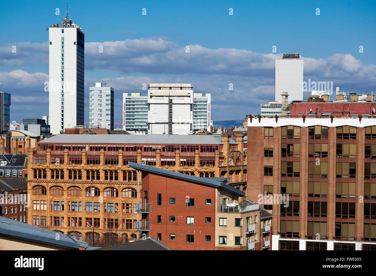 Manchester skyline showing a mix or architecture   development Office space development developed let to small medium large busi Stock Photo