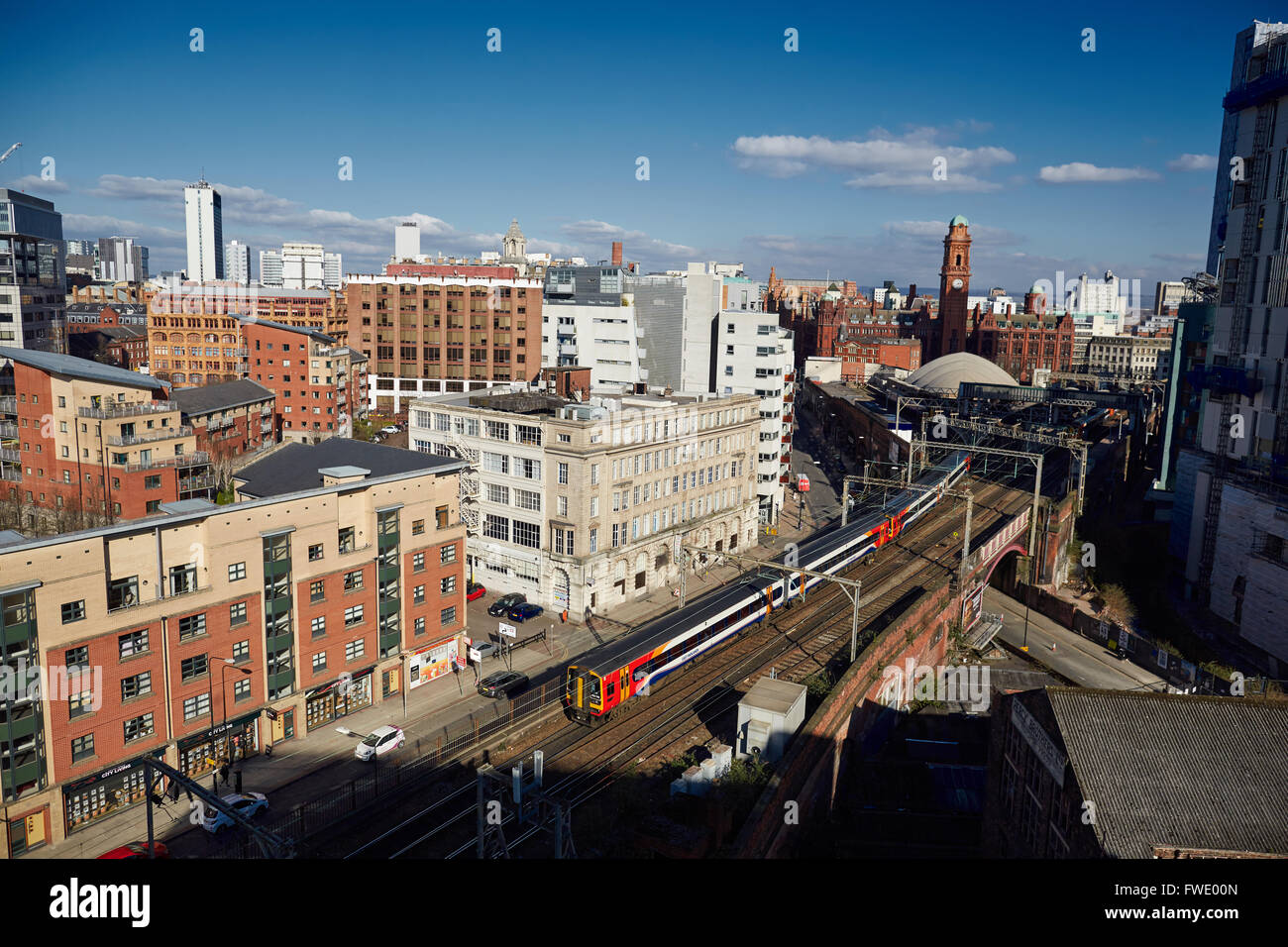 Manchester skyline oxford road railway station palace hotel    development Office space development developed let to small mediu Stock Photo