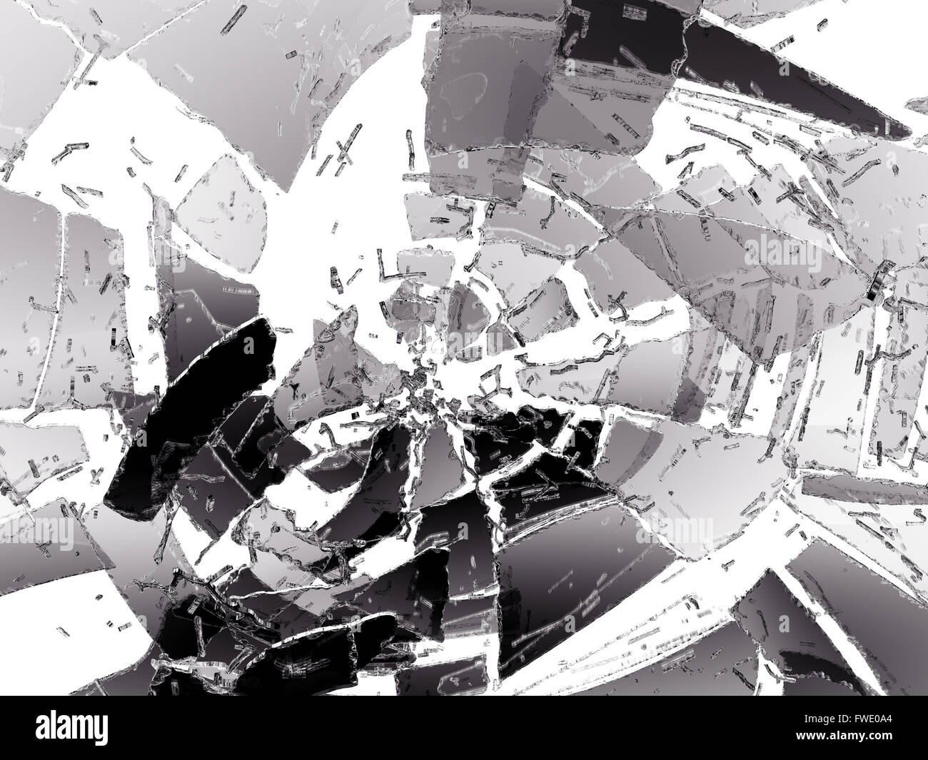 Pieces of Destructed glass on white. Large resolution Stock Photo - Alamy