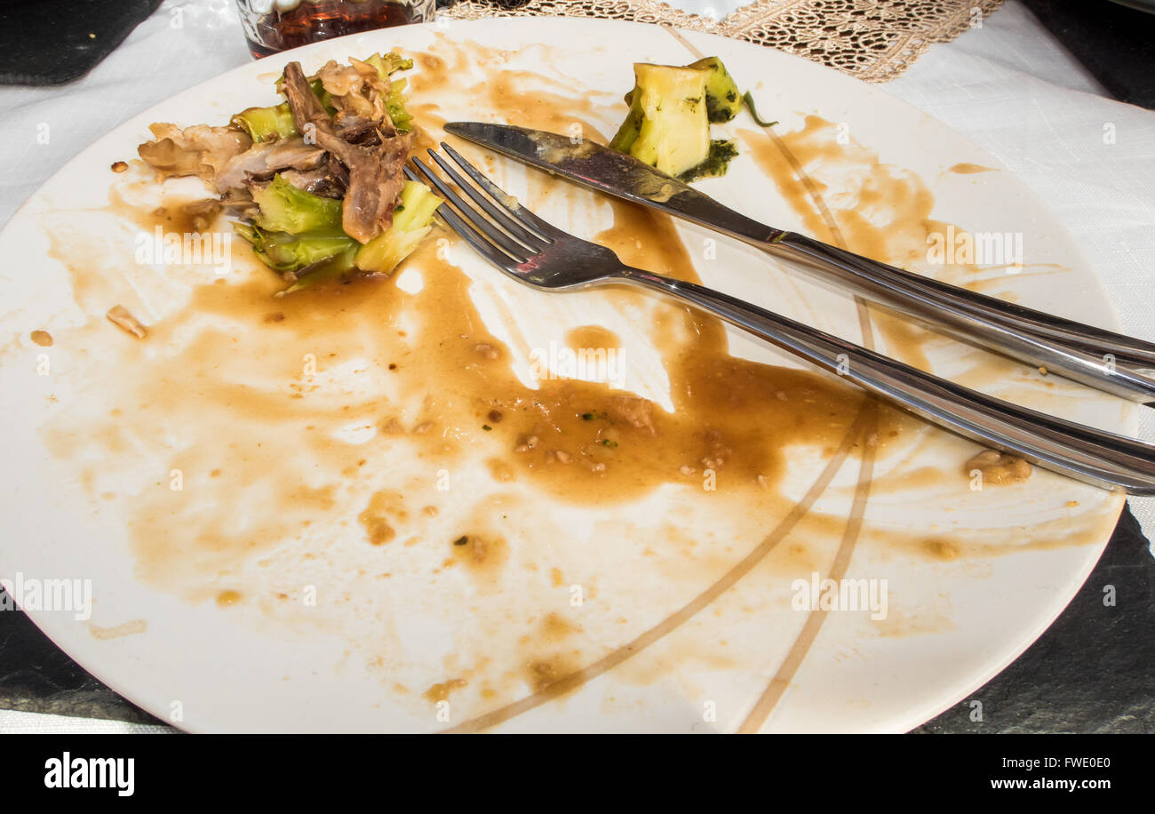 A plate of leftover food Stock Photo Alamy