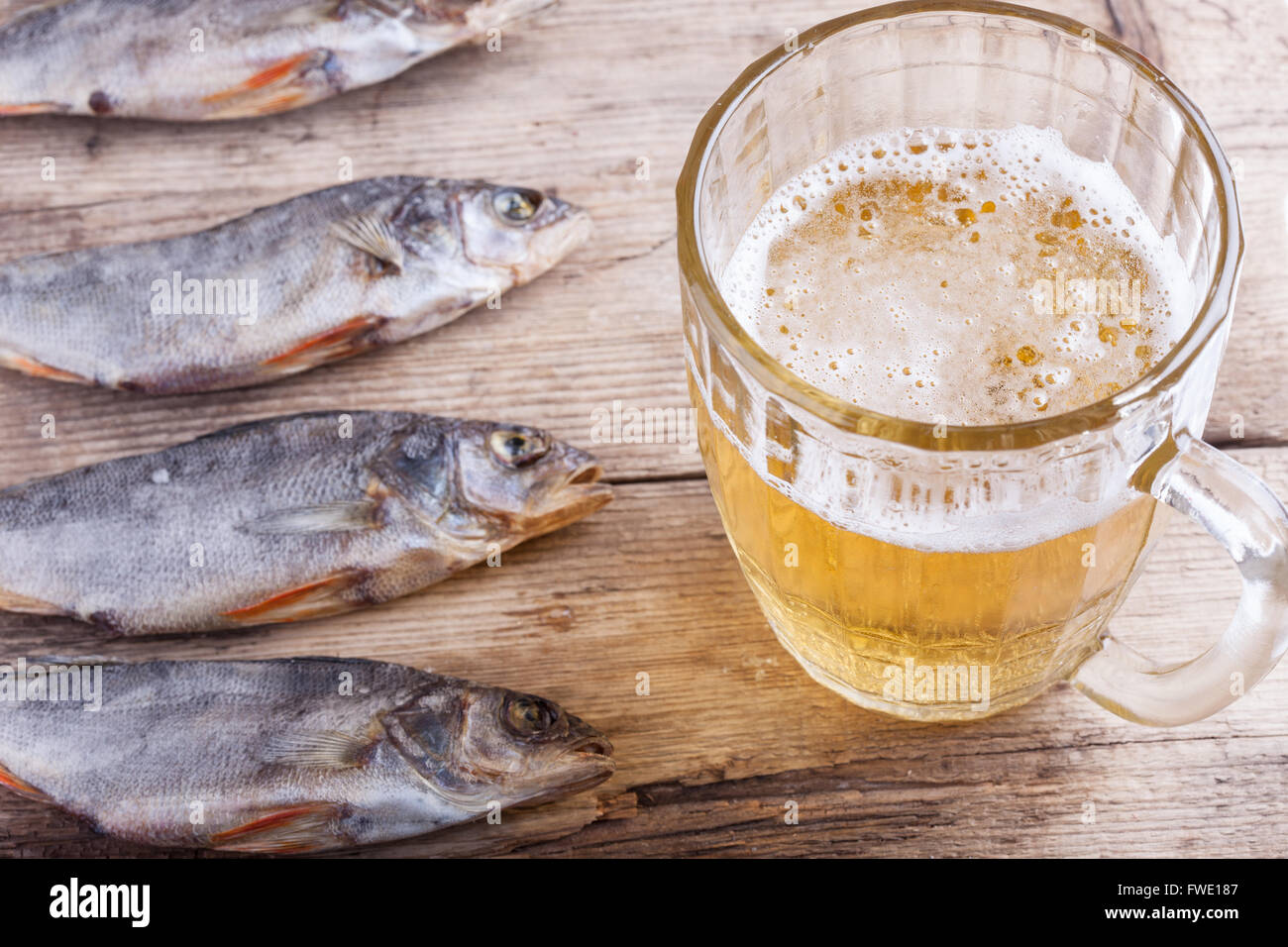 beer and fish closeup Stock Photo Alamy