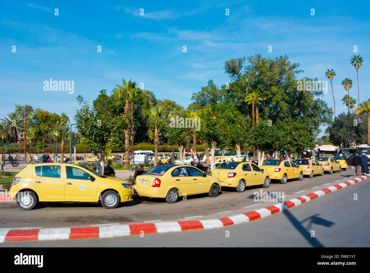 Petit taxis, Place Foucauld, Arset El Bilk, Marrakesh, Morocco, northern Africa Stock Photo