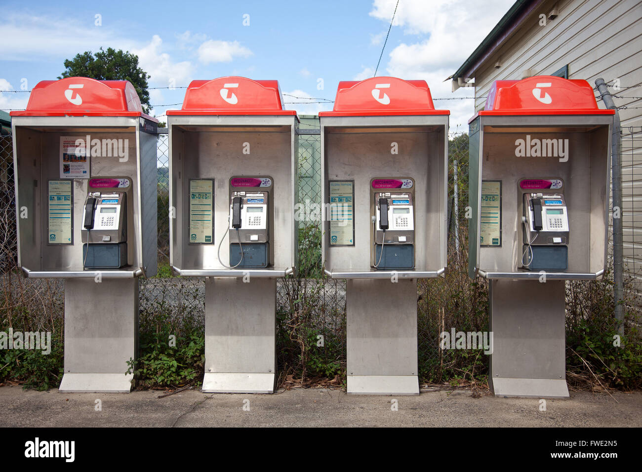 Telstra phone booths, Nimbin, NSW, Australia Stock Photo