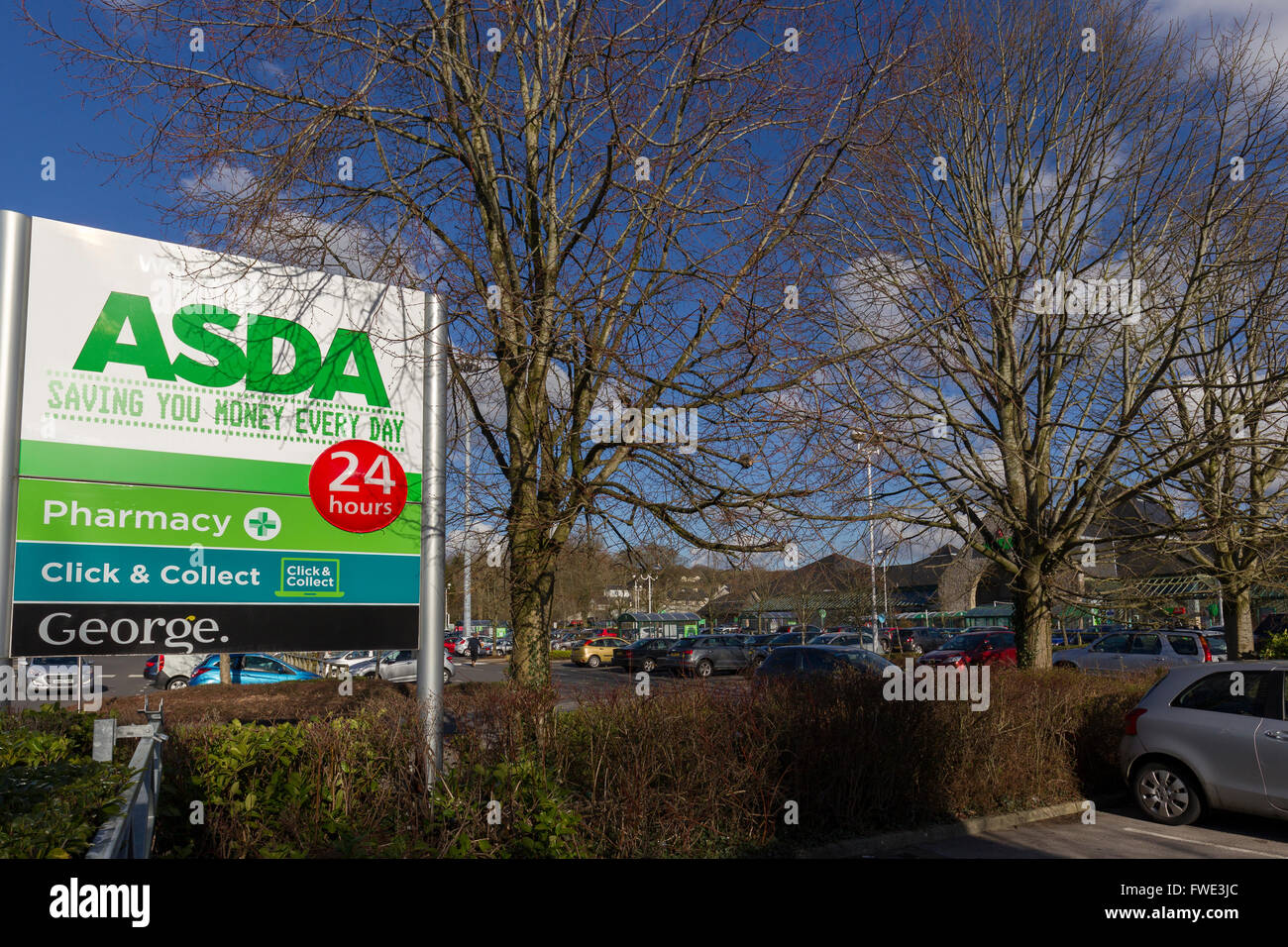 ASDA superstore Kendal outside 24 hour sign Stock Photo Alamy