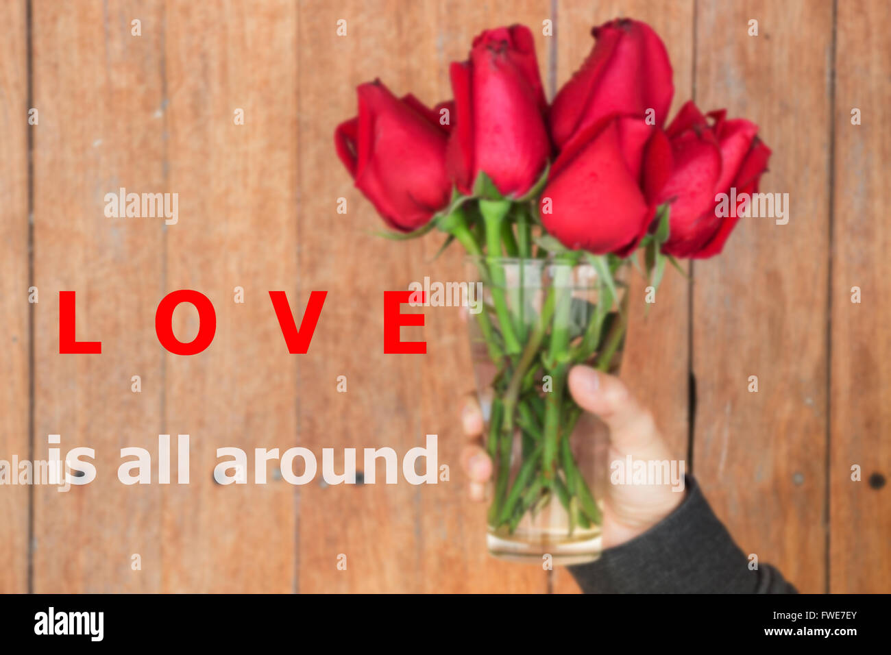 Love is all around quote design poster, stock photo Stock Photo