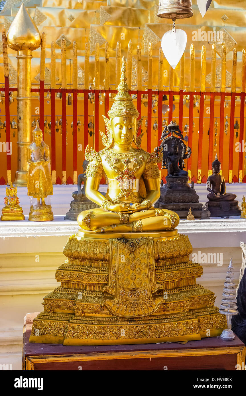 Golden buddha statues at Wat Doi Suthep Chiang Mai Thailand Stock Photo ...