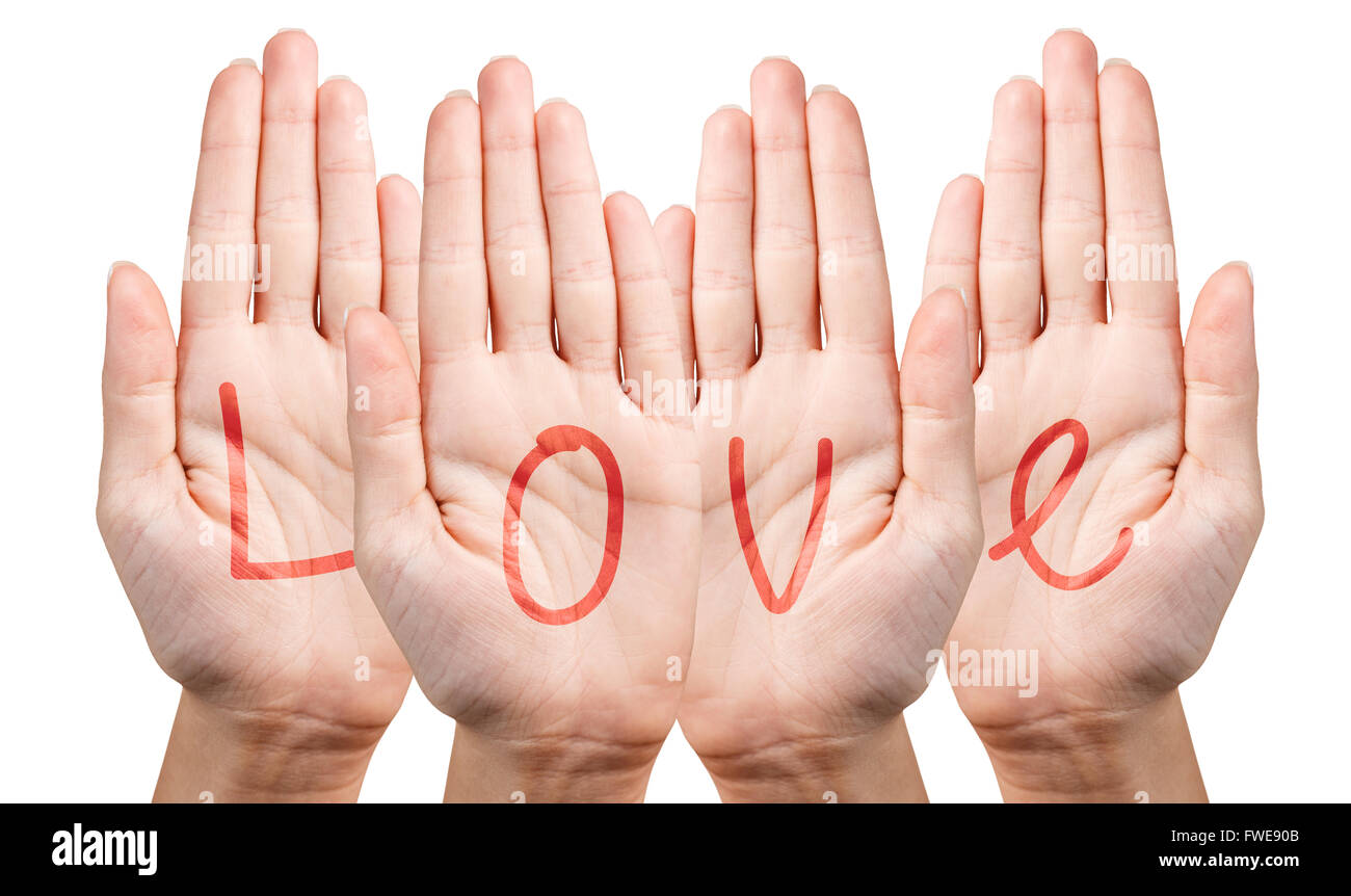 Love writing on hands Stock Photo