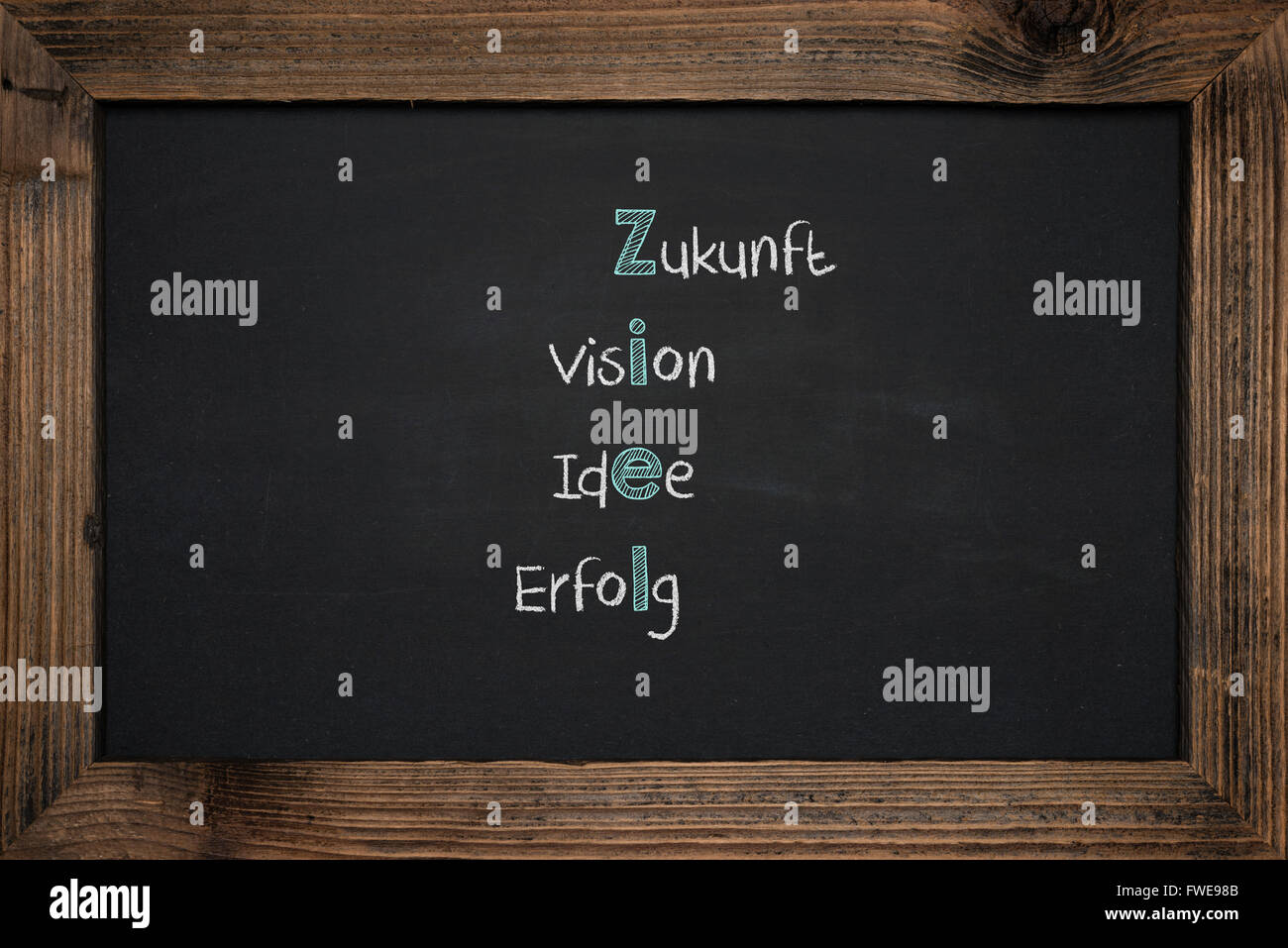 Chalkboard handwriting business success in German Stock Photo Alamy