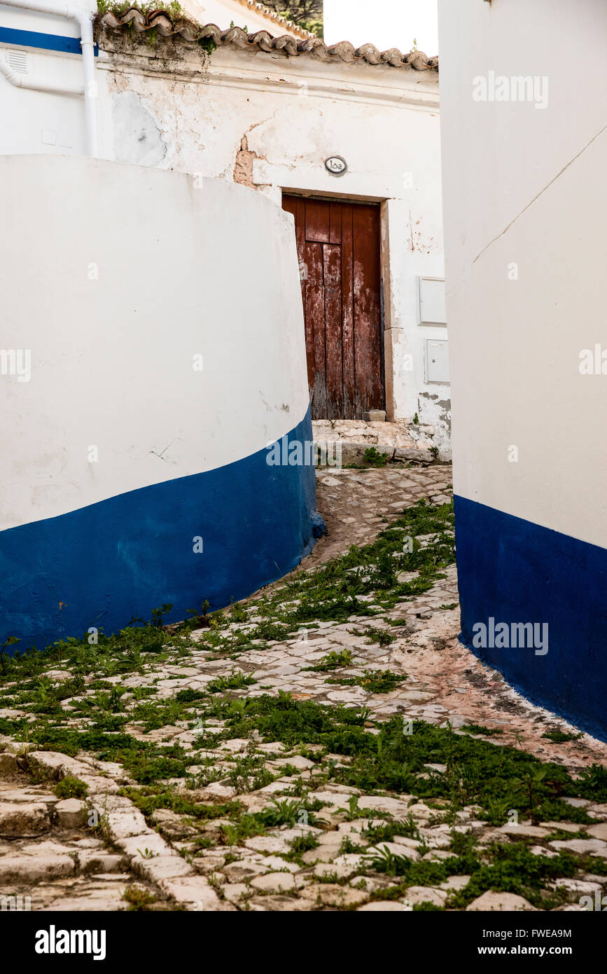 A cobbled lane in Alte, Algarve, Portugal. Stock Photo