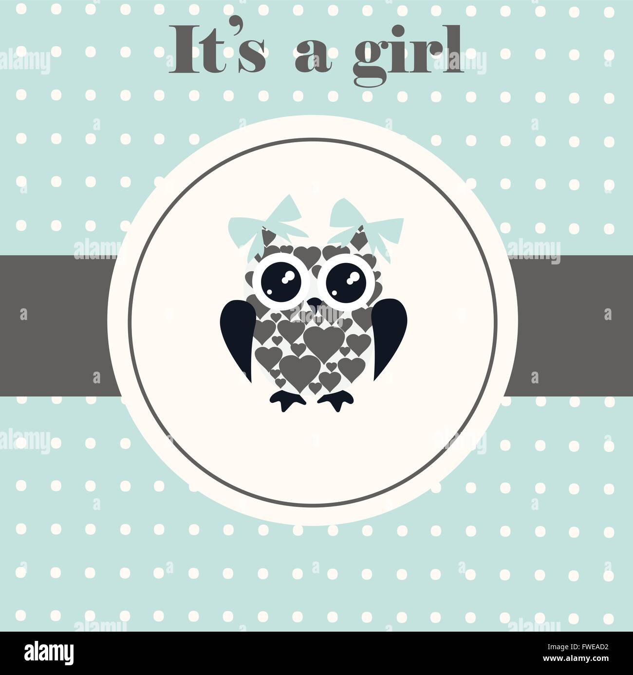 vector illustration of a baby shower card with owl Stock Vector Image ...
