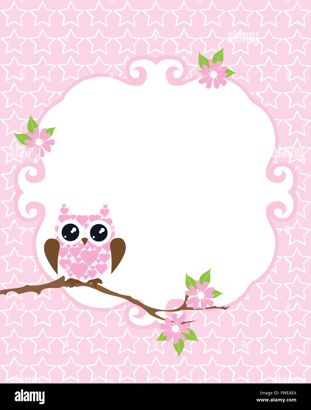 vector illustration of a baby shower card with owl Stock Vector Image ...