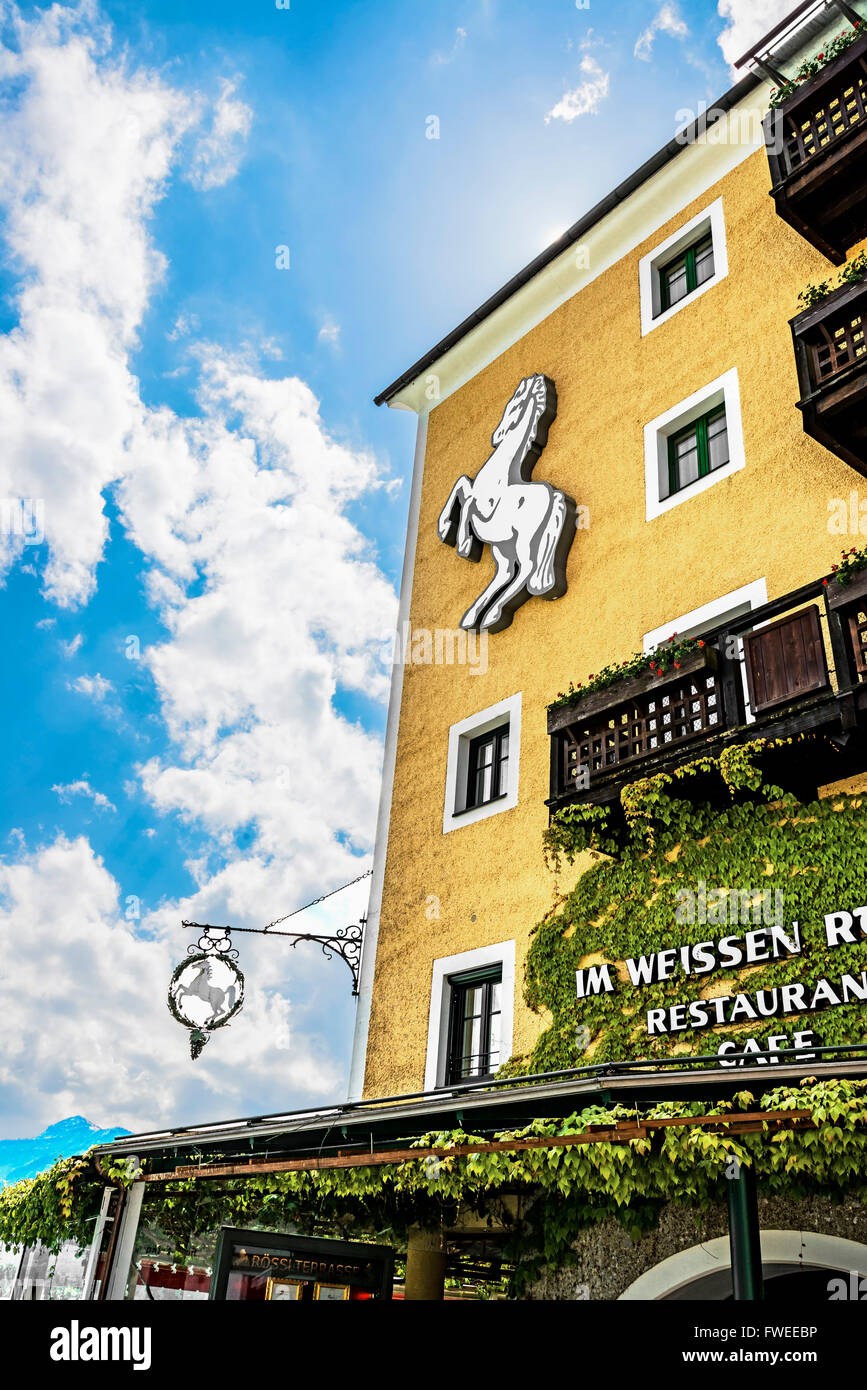 Hotel and Restaurant 'Weißes Rössl', St. Wolfgang am Wolfgangsee, Austria; famous for a musical Stock Photo