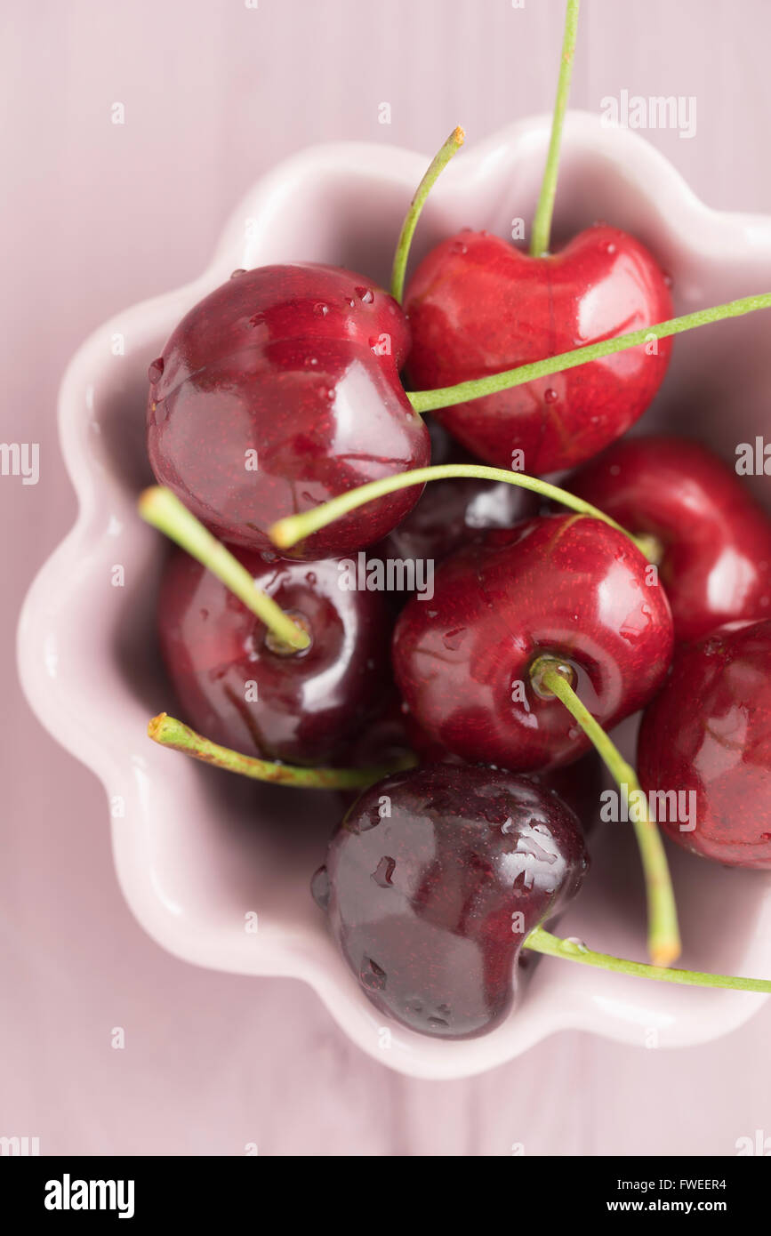 Cherries in a bowl Stock Photo Alamy