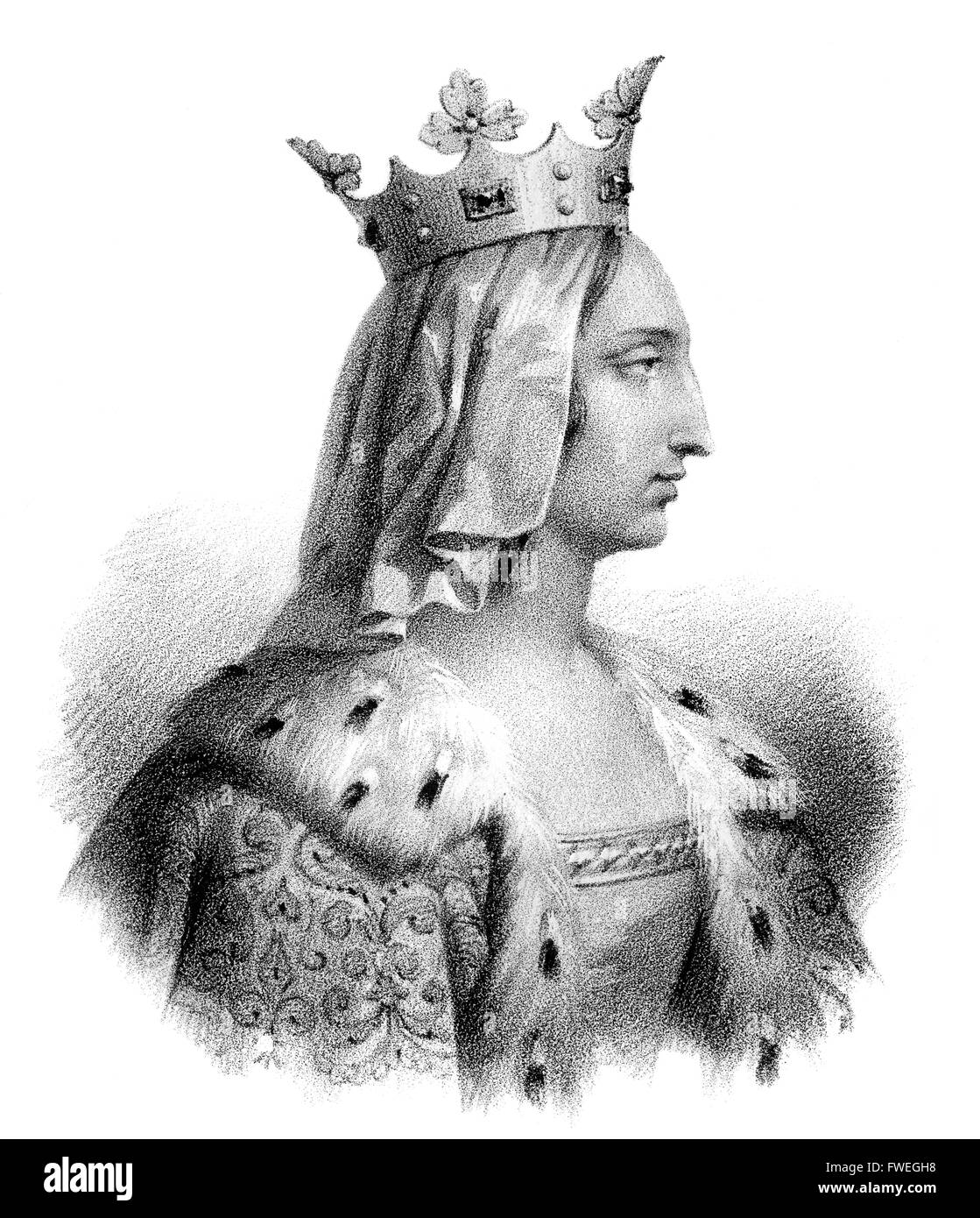 Blanche of Castile, Blanca de Castilla, Blanka von Kastilien, 1188-1252, Queen of France as the wife of Louis VIII. Stock Photo