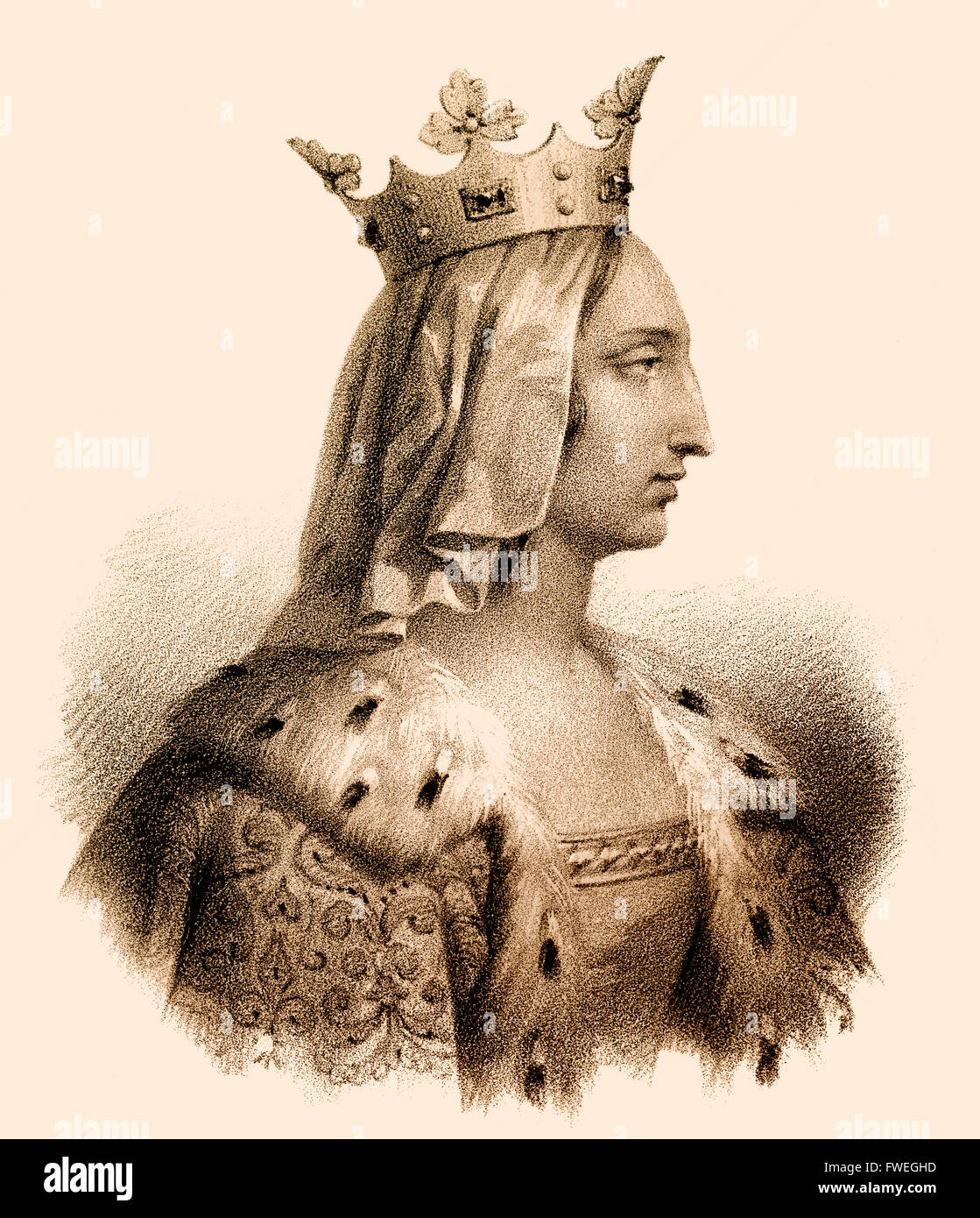 Blanche of Castile, Blanca de Castilla, Blanka von Kastilien, 1188-1252, Queen of France as the wife of Louis VIII. Stock Photo