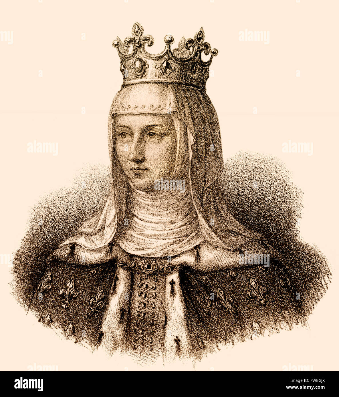 Margaret of Provence,  Marguerite de Provence, Margarete von der Provence 1221-1295, Queen of France as the wife of King Louis I Stock Photo