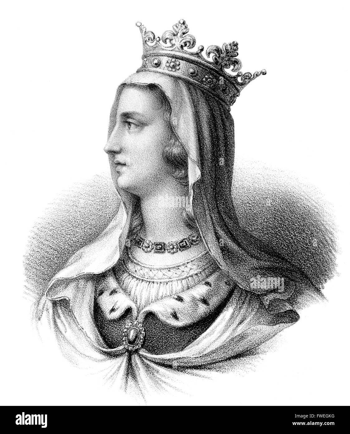 Isabella, Isabelle d'Aragon, Isabella von Aragón, 1248-1271, infanta of Aragon, Queen consort of France as wife of Philip III Stock Photo