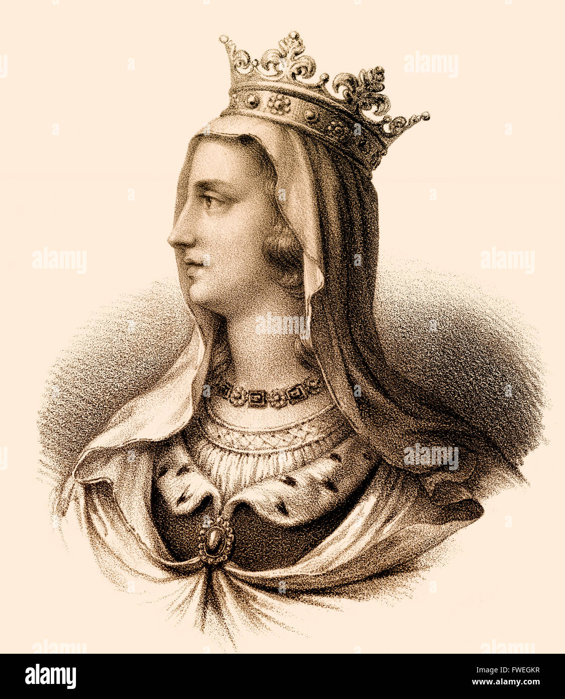 Isabella, Isabelle d'Aragon, Isabella von Aragón, 1248-1271, infanta of Aragon, Queen consort of France as wife of Philip III Stock Photo