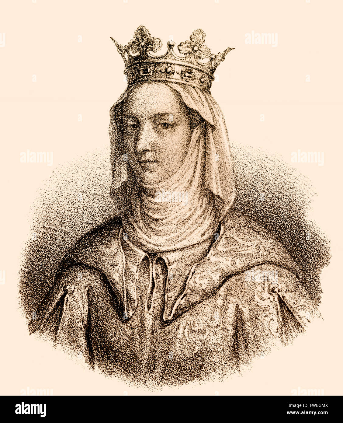 Joan I, Jeanne I de Navarre, Johanna I. von Navarra, 1273-1305, queen regnant of Navarre, queen consort to Philip IV of France Stock Photo