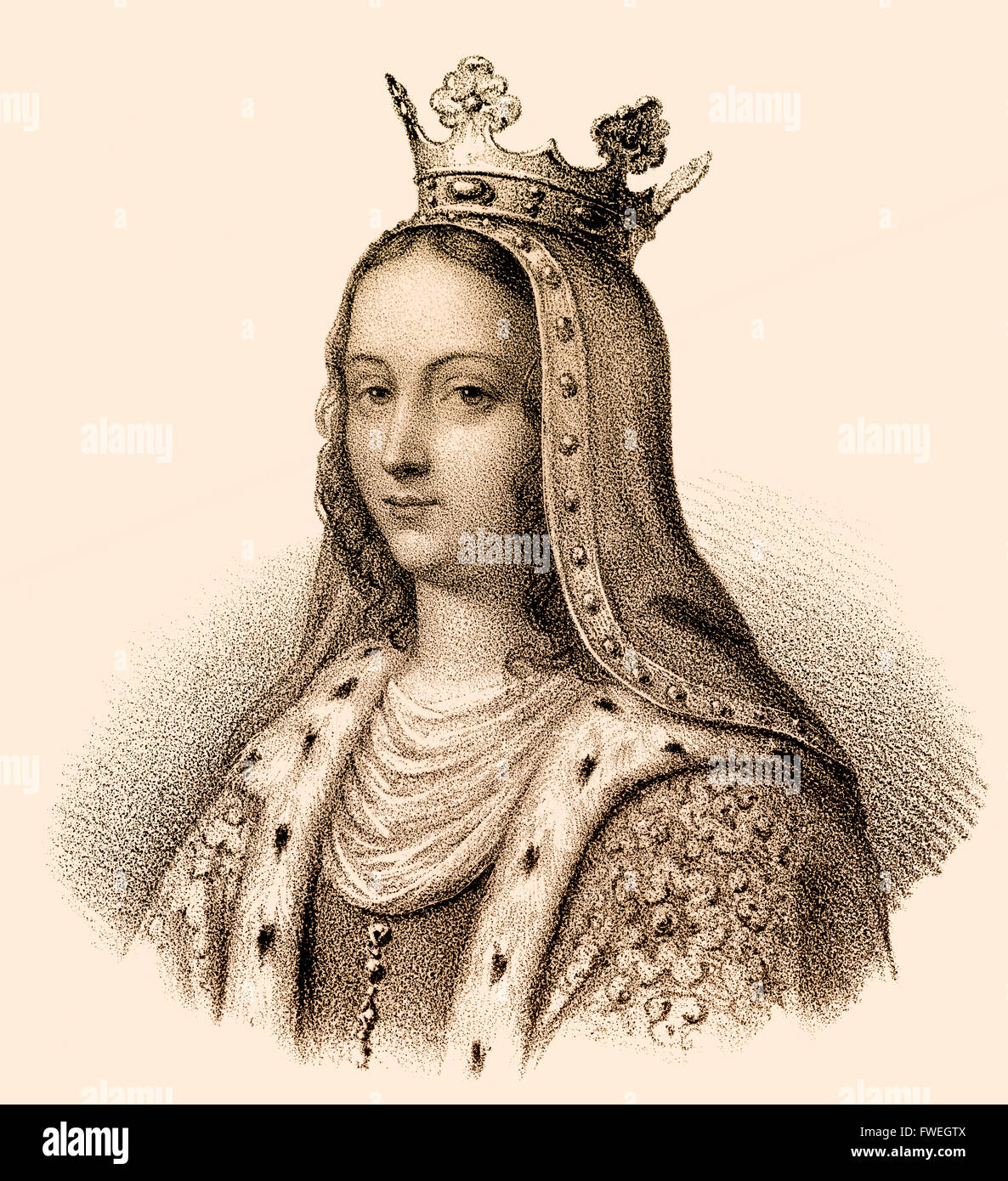 Joan of Burgundy, Jeanne de Bourgogne, Johanna von Burgund, 1293-1349, also known as Joan the Lame or Jeanne la Boiteuse, Queen Stock Photo