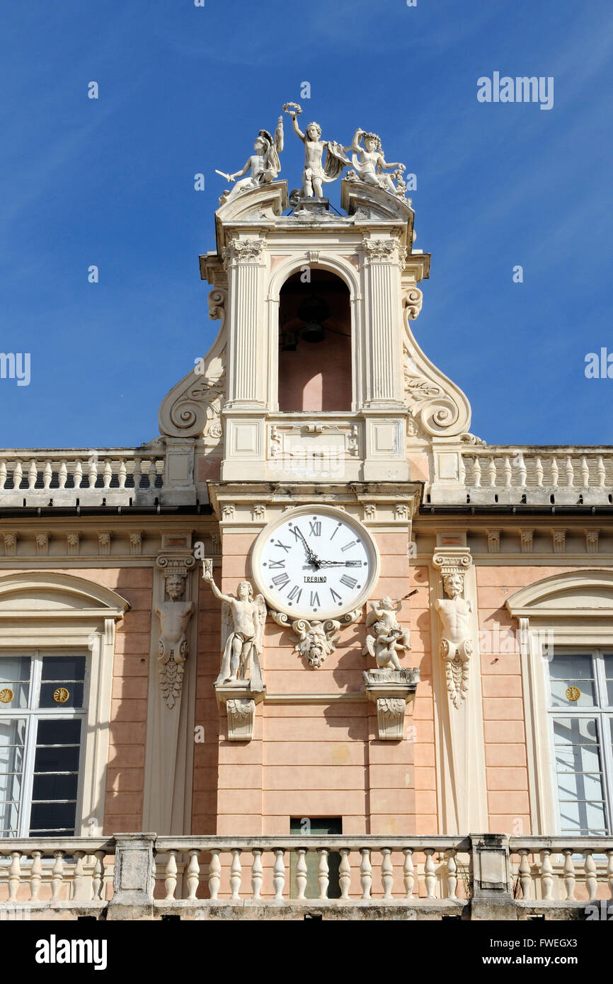 the facade of Palazzo Nicolò Grimaldi palace, via Garibaldi 9, World heritage UNESCO site, Strade Nuove, Rolli Palaces, Genoa Stock Photo