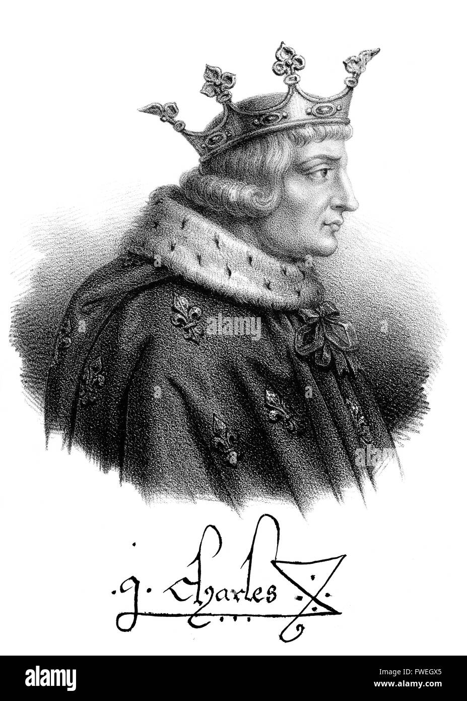 Charles V, Karl V., 1338-1380, called the Wise or le Sage, King of France Stock Photo