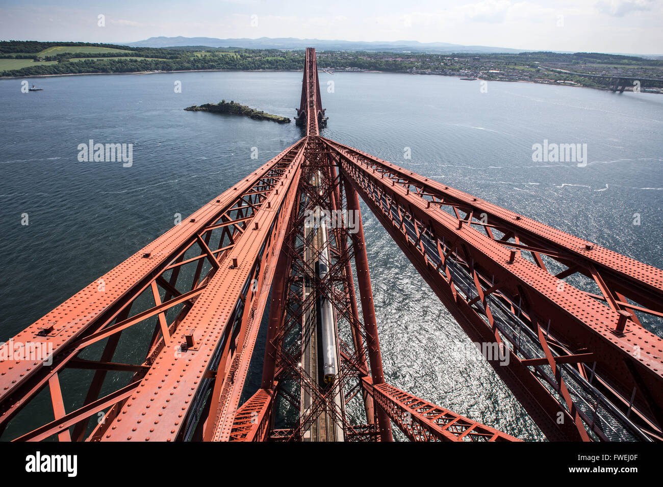 Forth rail bridge interior and from top Stock Photo