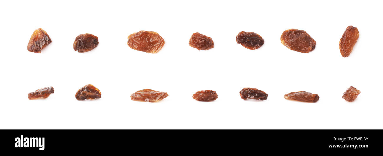 Multiple single raisins isolated Stock Photo - Alamy