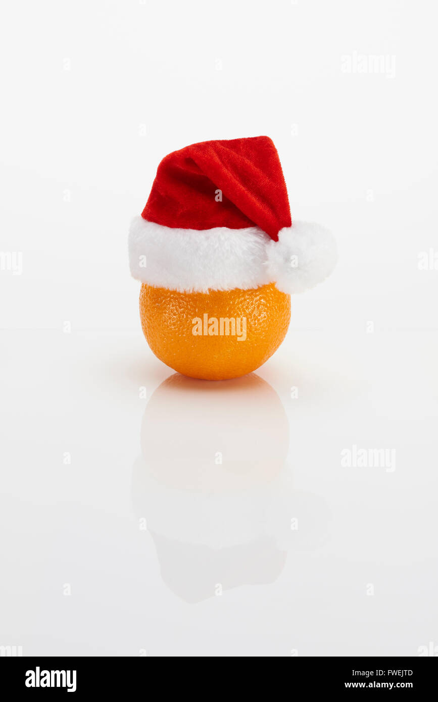 Orange with Christmas Hat Stock Photo Alamy
