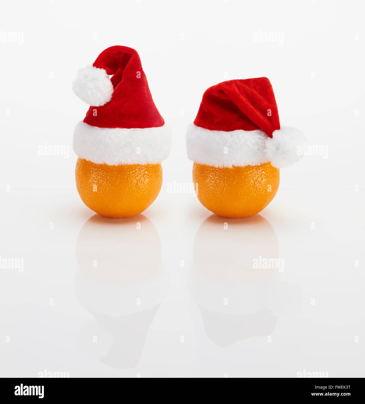 Orange with Christmas Hat Stock Photo