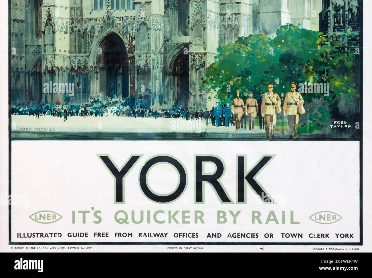 Vintage LNER railway poster promoting York, Yorkshire, England, UK Stock Photo