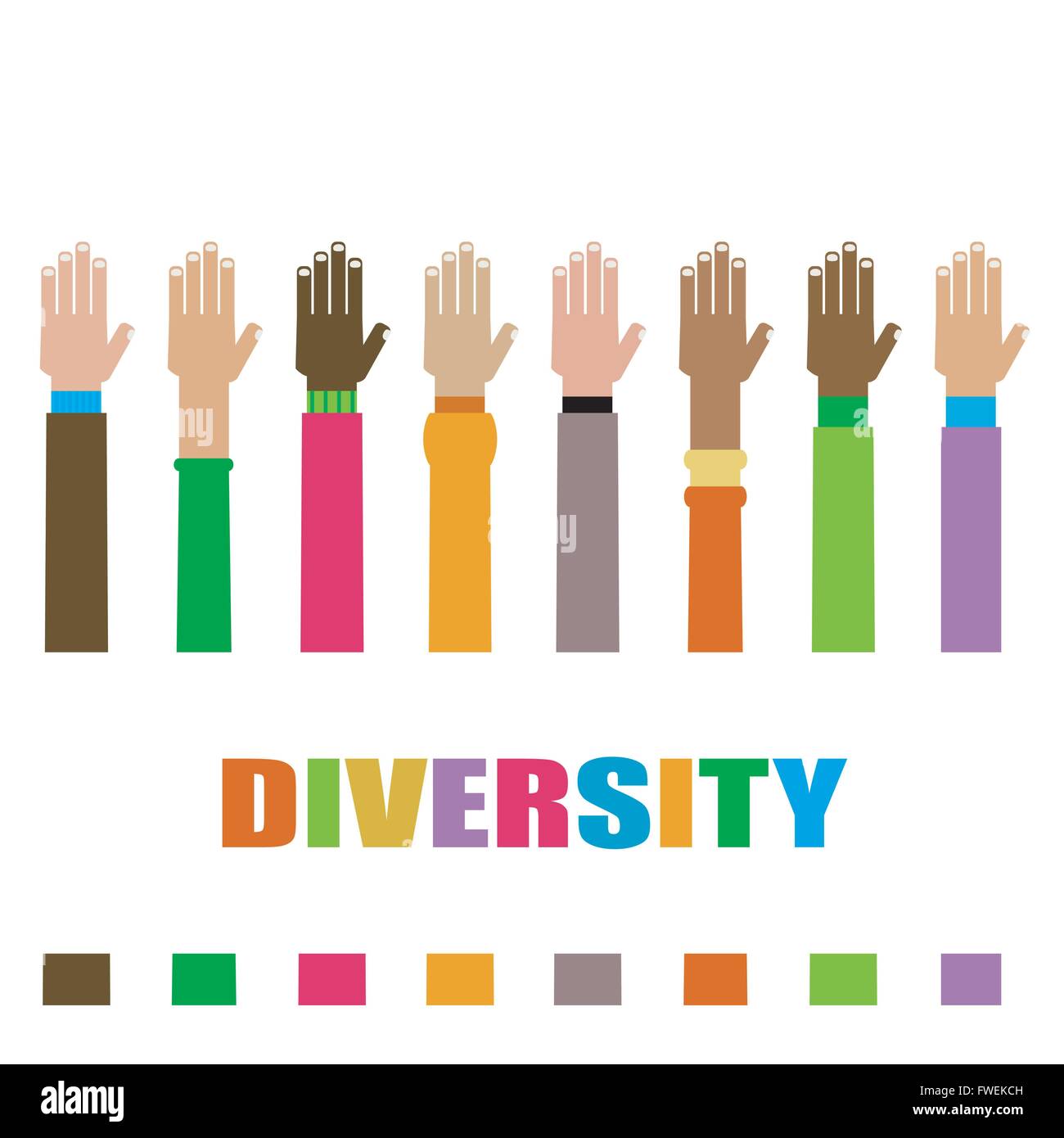 diversity hands raised illustration Stock Vector Image & Art - Alamy