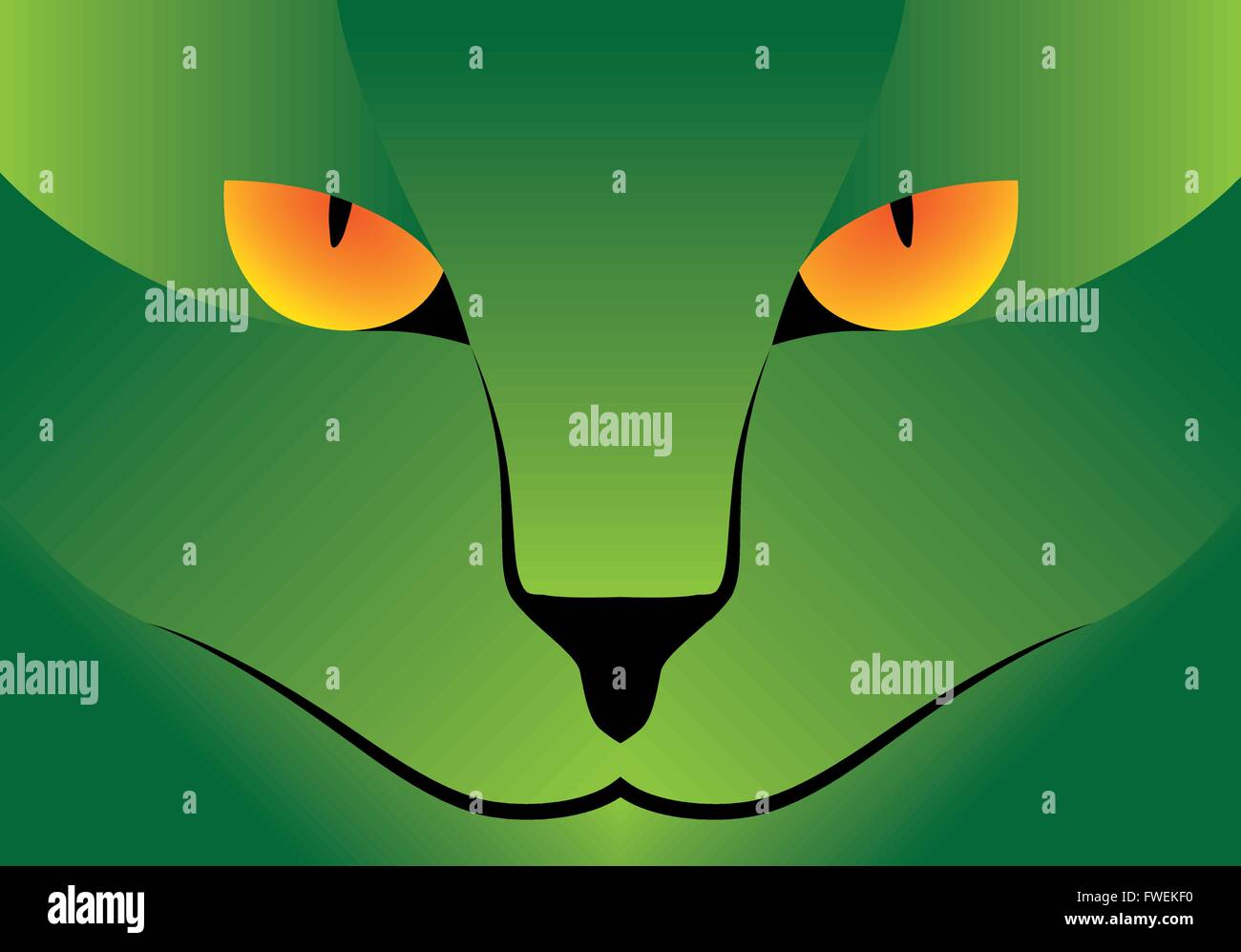 Illustration Vector Graphic green Cat yellow Eyes for the creative use in graphic design Stock Vector