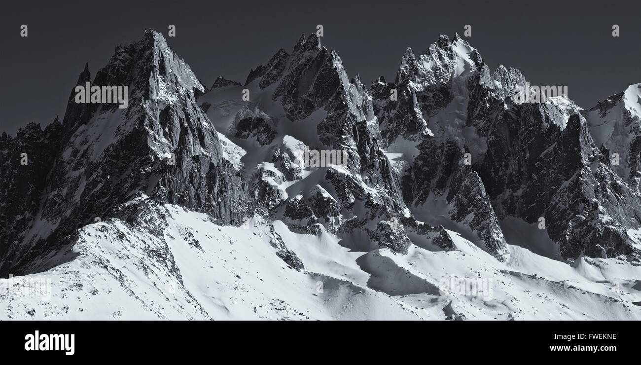 A B&W rendition of the Mont Blanc mountain Stock Photo