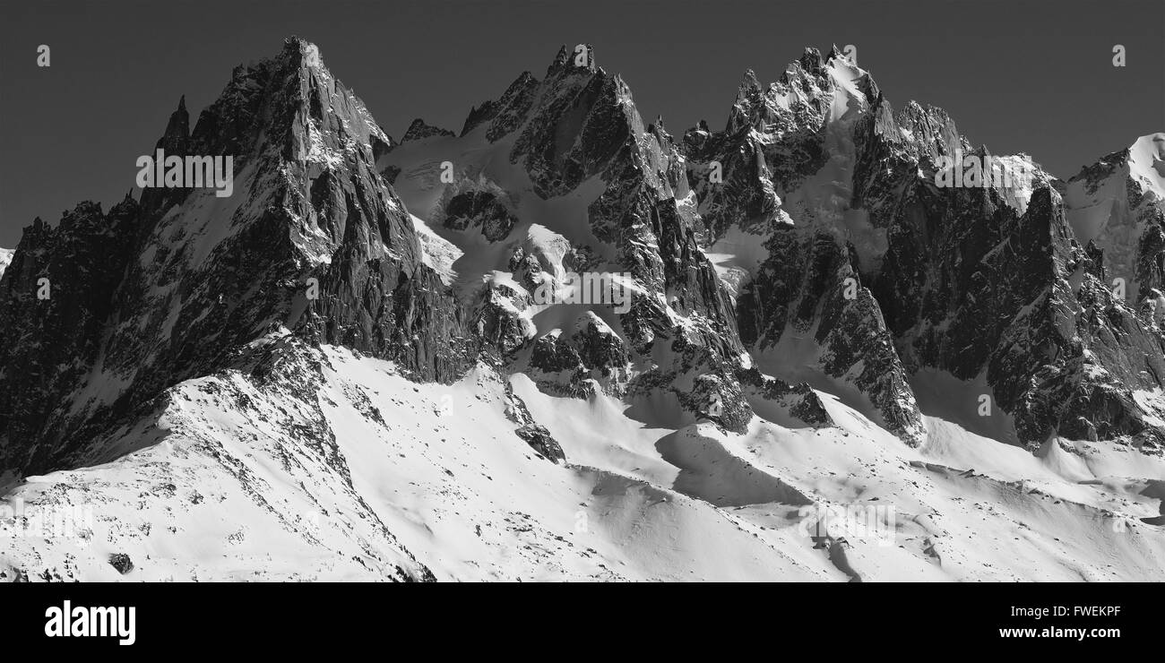 A B&W rendition of the Mont Blanc mountain Stock Photo
