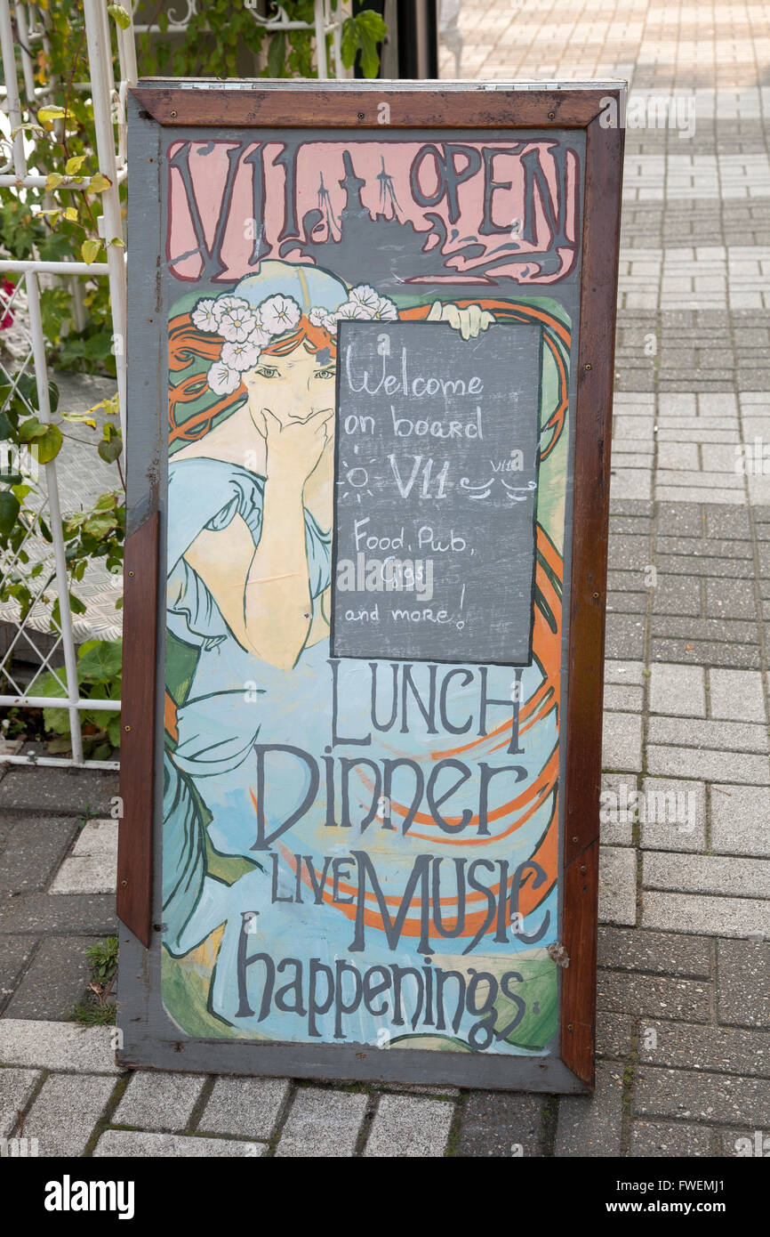 VII Kaiser Kuttlipp II Restaurant Barge Sign; Rotterdam; Europe; Holland Stock Photo