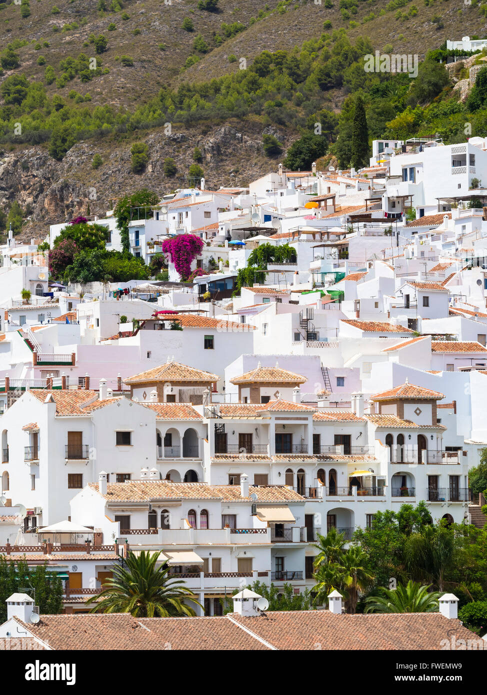 White houses in Frigiliana, Costa del Sol, Andalucía, Spain Stock Photo