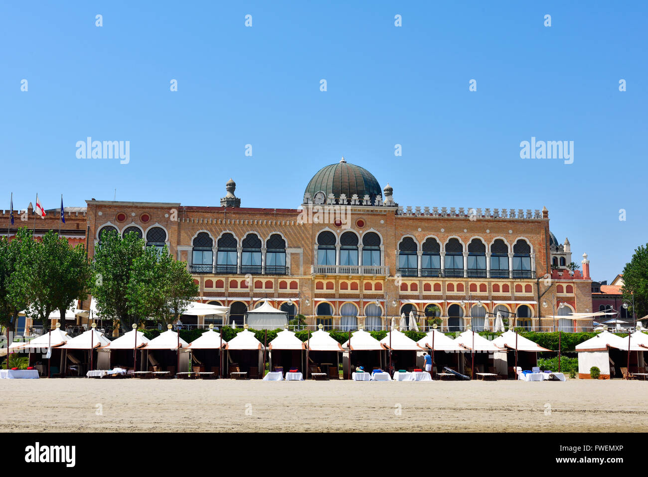 Hotel Excelsior Venice, Lido di Venezia city beach, Venice, Veneto, Italy Stock Photo