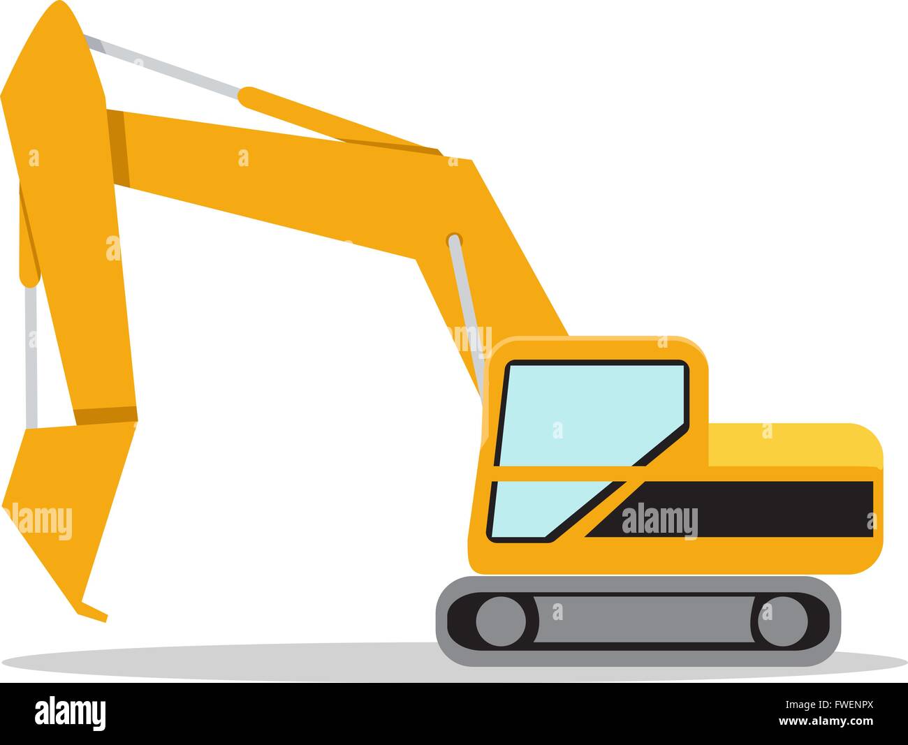 Illustration of excavator on white background, vector Stock Vector