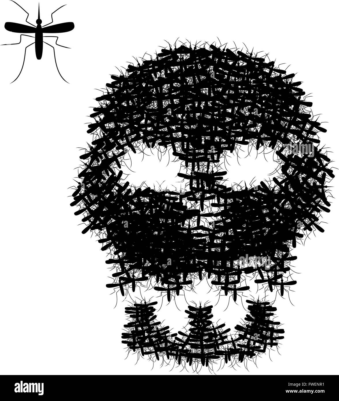 Skull of mosquito isolated on white, vector object Stock Vector