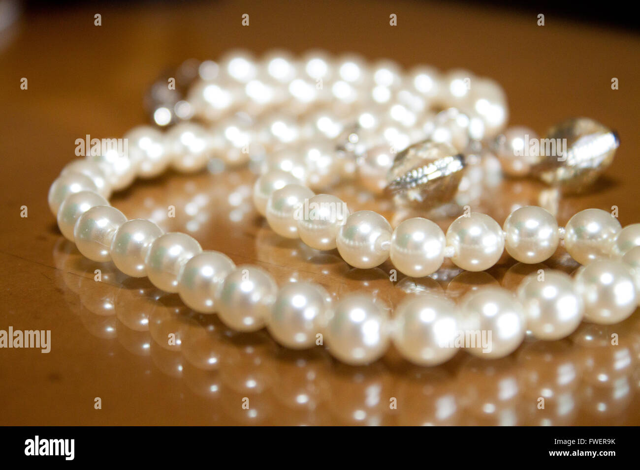 A set of pearls in a necklace for a bride to wear on her wedding day