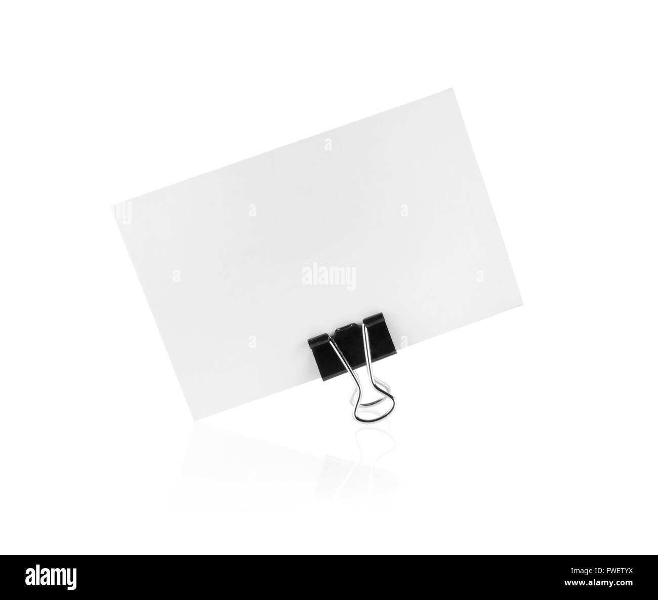 Blank business card with reflection. Isolated with clipping path on white background. Template for branding identity. Stock Photo