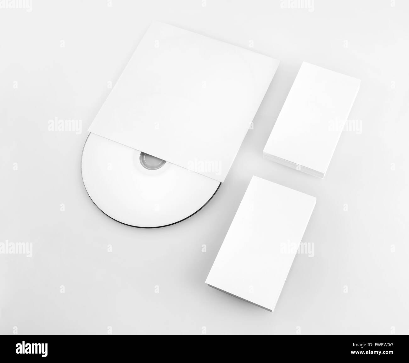 Blank business cards and CD with soft shadows. Template for ID. Mockup for branding identity for designers. Stock Photo