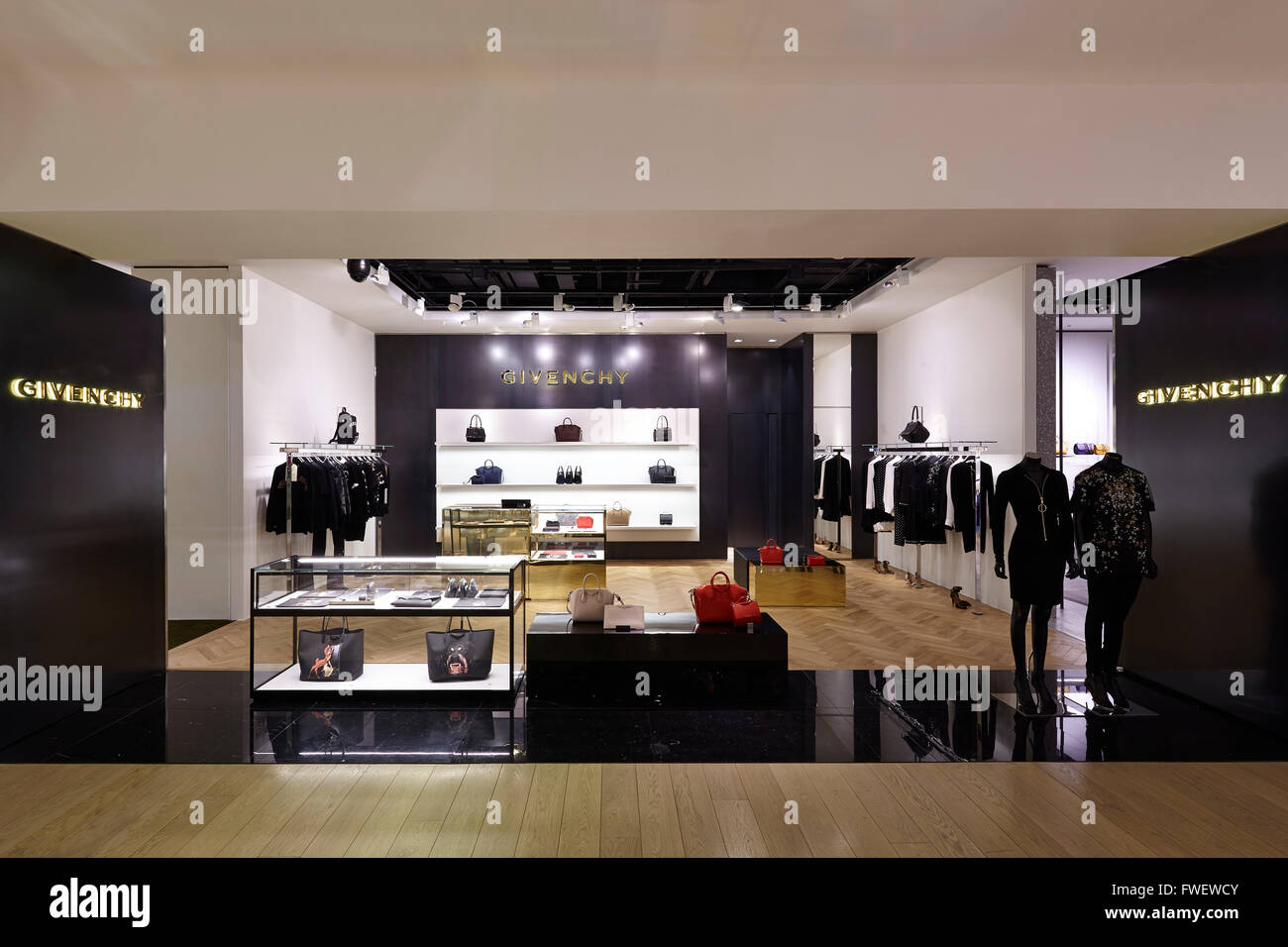 Straight on wide shot of Givenchy store 